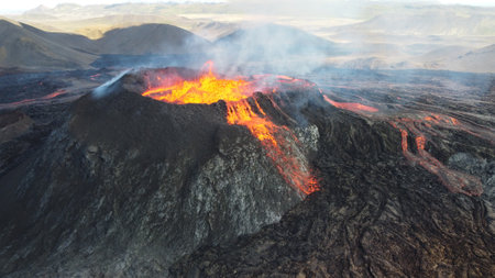 Volcanic eruption of Mount Bromo, East Java, Indonesiaの写真素材