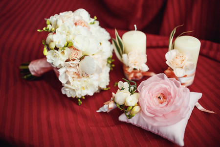 wedding bouquet boutonniere candles RINGの写真素材