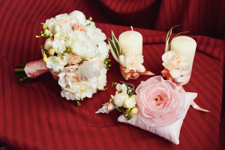 wedding bouquet boutonniere candles RINGの写真素材