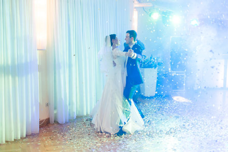 Brides wedding party in the elegant restaurant with a wonderful light and atmosphere.