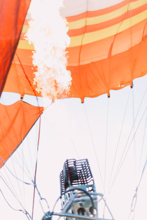 The close-up portrait of the hot airballoonの写真素材