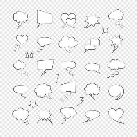 Speech comic dialogue retro thinking bubbles vintage word. retro bubbly comic shapes speaking clouds halftone cartoon chat clouds comics cool design dialog drawn effect explosion expression vector set.のイラスト素材