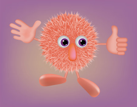 Cartoon brownie character. Traditional amulet, talisman, funny holiday toy, modern design, funny fairy-tale comedian for a good mood. Isolated vector illustration on a colored background.のイラスト素材