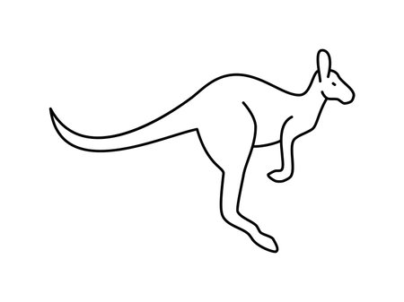 Kangaroo linear vector icon. animal world. Kangaroo, drawing, animal, beast, outline, image and more. Isolated outline of a kangaroo on a white background.のイラスト素材