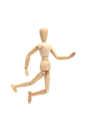wooden doll in different poses.の写真素材