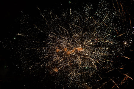 colored Fireworks on Deep Black Background Sky on Fireworks festival show before independence day on...