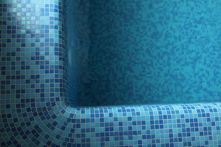 Blue Pool Tile Background. selective focus. blue water in the pool. ...の写真素材