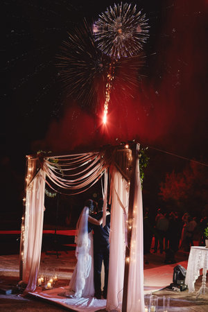 Loving young couple is having fun outdoors. Love and tenderness, dating, romance, family concept.
