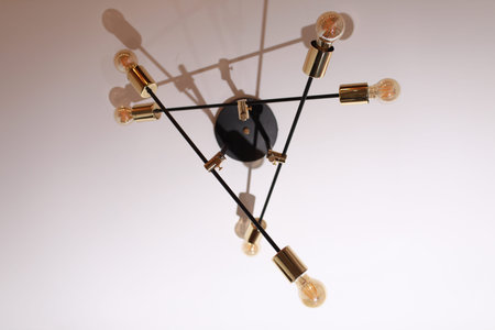 Edison's light bulb and lamp in modern style. Warm tone light bulb lamp. Edison's light bulb in...