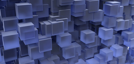 Abstract blue glass cube on a white background. 3D render