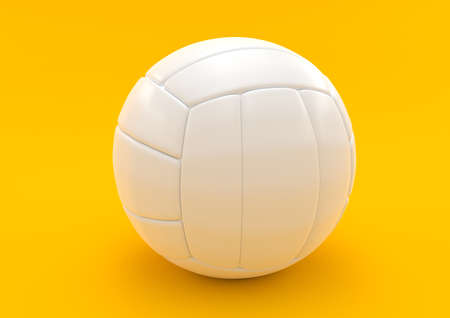 White volleyball isolated on a yellow background. 3D rendering illustrationの写真素材