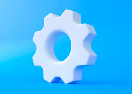 Gear on blue background. Minimal idea concept. 3D rendering, 3D illustrationの写真素材