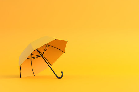 Yellow umbrella on a yellow background. minimal creative concept. 3D rendering