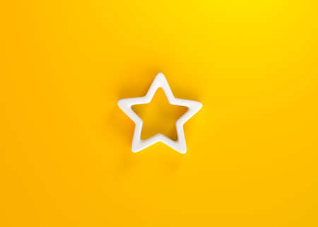 Minimal star symbol on yellow background. 3d rendering, 3d illustrationの写真素材
