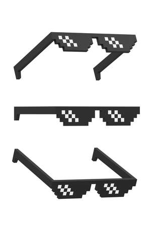 Meme pixel glasses on a white background. minimalist concept. 3D renderingの写真素材