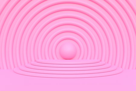 Podium on a pink background. Abstract geometric minimalism. 3d render illustration