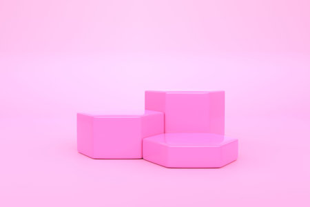 Podium on a pink background. Abstract geometric minimalism. 3d render illustration