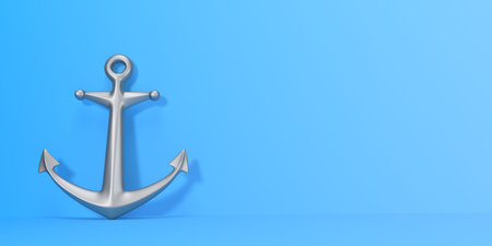 Anchor on a blue background. 3d rendering illustration