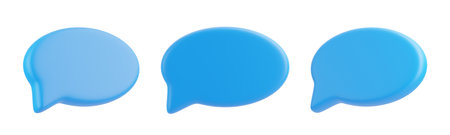 Speech bubble isolated on white background. Chat icon set. Chatting box, message box. 3D render illustrationの写真素材