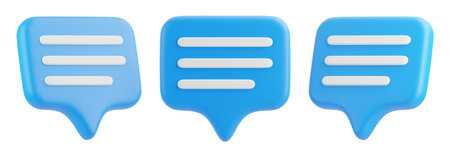 Speech bubble isolated on white background. Chat icon set. Chatting box, message box. 3D render illustrationの写真素材