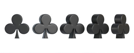 Set of aces cards symbols isolated on white background. Club icon. 3D render illustration