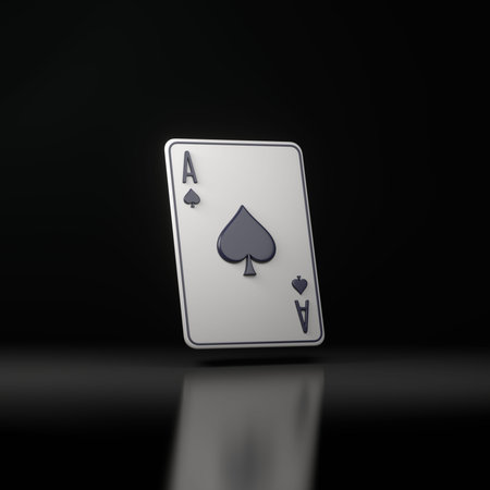 Playing cards on a black background. Ace of spades. Casino cards, blackjack, poker. 3D render...