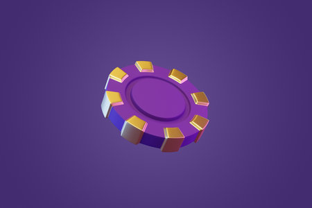 Casino chips on a purple background. Poker, blackjack, baccarat game concept. 3D render illustrationの写真素材
