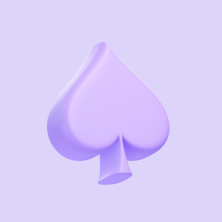 Aces playing cards symbol spades with purple colors isolated on purple background. 3D icon, sign and symbol. Cartoon minimal style. 3D Render Illustrationの写真素材
