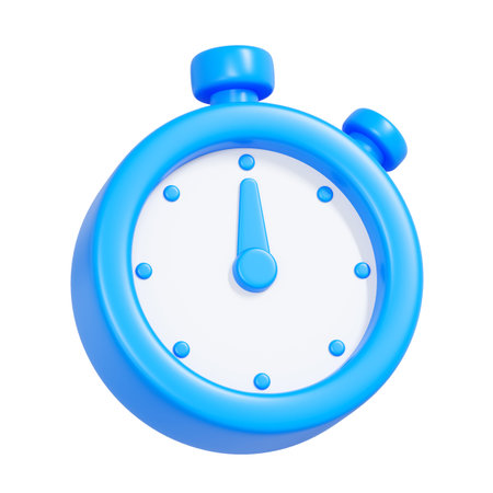 Minimal 3D blue stopwatch icon with clean design. Perfect for timing, deadline, productivity, and...
