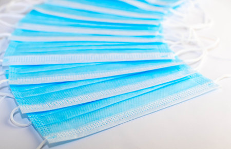 Medical masks on a white background.flat lay