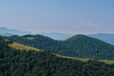A khutir at polonyna in the Ukrainian Carpathians. Single-family settlement on top of the Carpathian Mountains. Ukraine.の写真素材