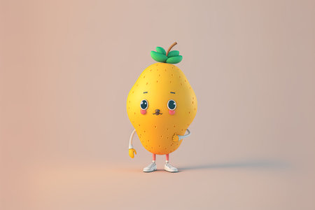 Funny cartoon mango character. 3d illustration. sweet fruit.の写真素材