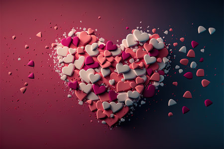 3d rendering of valentine's day abstract background with hearts