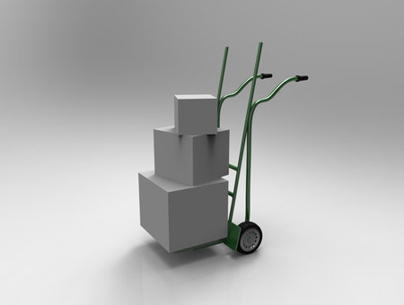 Hand truck on white background. 3d render.