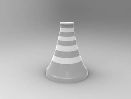 Silver traffic cone on gray background. 3d render.の写真素材