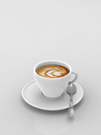 Cup of coffee. 3D rendering.の写真素材