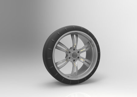 Sport tire with rim. 3D rendering.