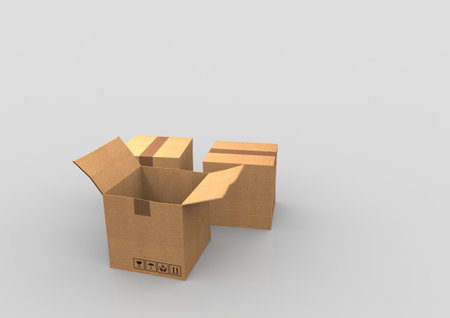 Cardboard box. 3D rendering. 