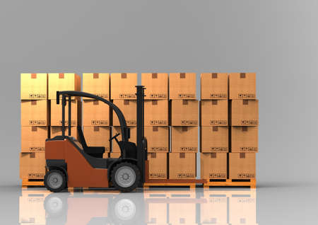 Forklift truck with pallet. 3D rendering.の写真素材