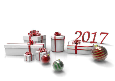 New Year with gifts. 3D rendering.の写真素材