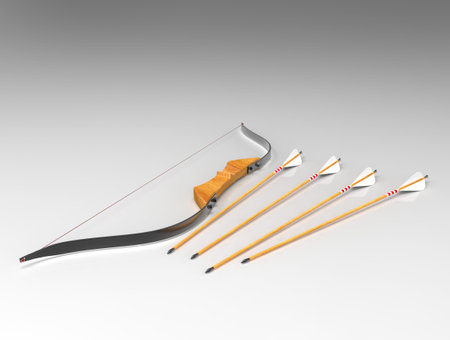 Bow and arrows. 3D rendering. 