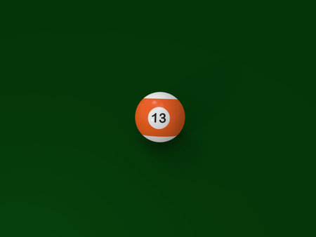 Billiard thirteen ball isolated with shadow.Pool ball.3D rendering.