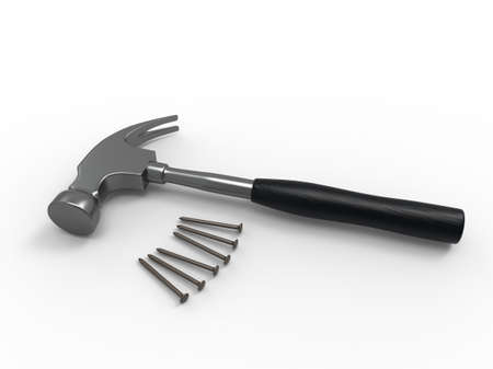 Steel nail hammer with grip. 3D renderingの写真素材