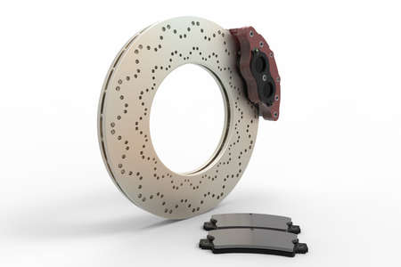 Disk brake on white background. Car parts. 3D rendering.の写真素材
