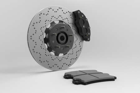 Disk brake on white background. Car parts. 3D rendering.の写真素材