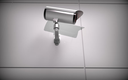 Security camera on wall. 3D rendering.