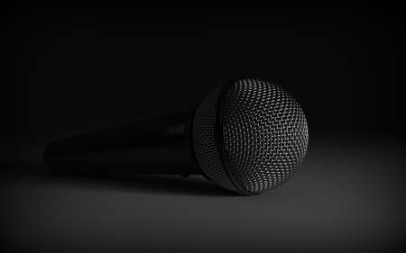 Microphone on background. Classic microphone. 3D rendering.の写真素材