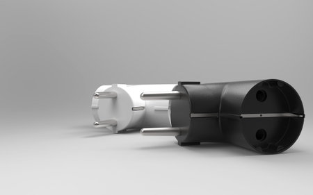 White socket. Electric splitter. 3D rendering.