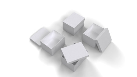 Realistic white blank box isolated on white background. 3d illustration.3d rendering.