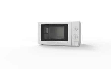 Microwave stove isolated on white background. 3D rendering.の写真素材